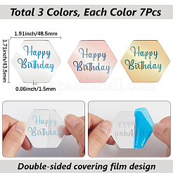 21 pièce de décoration de carte d'insertion de cupcake d'anniversaire en acrylique effet miroir 3 couleurs&nbsp;AJEW-SP0001-67B