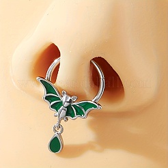 Gothic-Nasenring aus 316er Chirurgenstahl mit grüner Emaille-Fledermaus-Motiv und tropfenförmigen Anhängern für Damen und Herren – Partyschmuck&nbsp;YQ2645