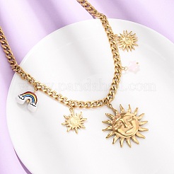 Collar con colgante de sol de acero inoxidable 304&nbsp;NJEW-F352-02G