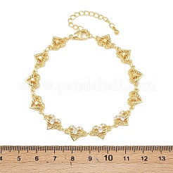Bracelets à maillons en laiton micro pavé en oxyde de zirconium transparent pour femmes&nbsp;BJEW-A090-09C-G