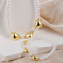 Ensembles de bracelets et colliers en laiton avec cœur pour femmes&nbsp;CA5711-3