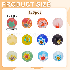 120 Stück handgefertigte runde Millefiori-Glasperlen&nbsp;LAMP-ME0001-10