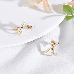 1 paio di orecchini a bottone in lega con strass a forma di X&nbsp;EJEW-LP0003-57