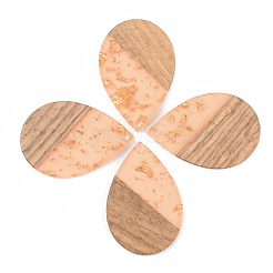 Pendentifs en résine transparente et bois de noyer&nbsp;RESI-S389-037A-B