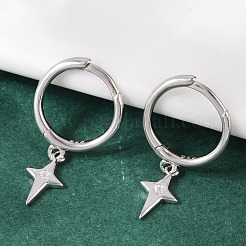Creolen aus Sterlingsilber mit Mikropflaster und klarem Zirkonia&nbsp;EJEW-G427-03P