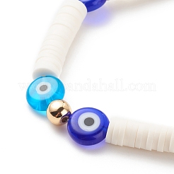 Pulsera elástica heishi surfer de arcilla polimérica con cuentas mal de ojo murano para mujer&nbsp;BJEW-JB08386-01