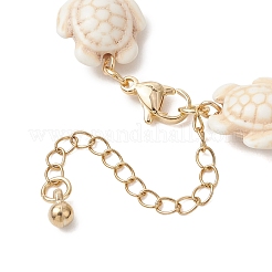 Armband aus gefärbtem synthetischem Türkis und Gliederkette aus Edelstahl 304&nbsp;AJEW-JB01595