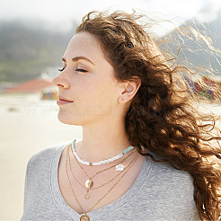 6 stücke 6 stil sonne & blume & shell form anhänger legierung multi layered halsketten sets&nbsp;NJEW-AN0001-37