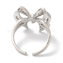 Offene Manschettenringe aus Messing mit Schleife und Mikropflaster aus klarem Zirkonia für Damen&nbsp;LS-RJEW-C098-11P