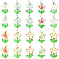 10 Stück 5 Farben Blumenglasanhänger&nbsp;PALLOY-FS00078