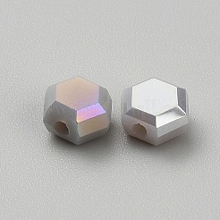 Perles de verre electroplate imitation de jade&nbsp;LS-EGLA-WH20001-02H