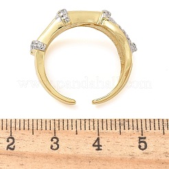 Bagues manchette en laiton micro pavées en oxyde de zirconium transparent pour femmes&nbsp;RJEW-B112-13GP