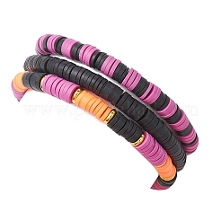 3 braccialetti elasticizzati con perline fatti a mano in argilla polimerica a tema Halloween&nbsp;BJEW-TA00466