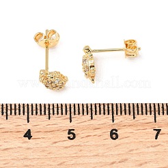 Ohrstecker aus Messing mit Mikropavé und klaren Zirkonia in Schildpatt-Optik&nbsp;EJEW-A135-03G