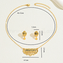 Orecchini a bottone in lega con rettangolo cavo e scritta e set di collane con ciondolo per donna&nbsp;RS2202