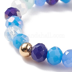 Bunte Malerei Böse Augen & Glasperlen Stretch-Fingerring für Frauen&nbsp;RJEW-JR00483-02