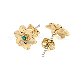 Clous d'oreille en laiton à micro-pavé de zircon cubique&nbsp;EJEW-P283-01G-05