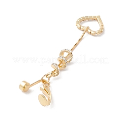 Lange Quaste mit herzförmigem Kristall-Strass-Charm-Bauchring&nbsp;AJEW-F057-04G