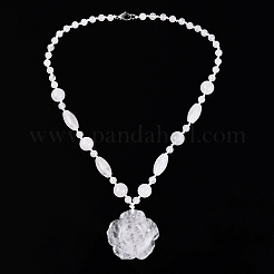 Collares colgantes de flores de cristal de cuarzo natural&nbsp;NJEW-N064-08B