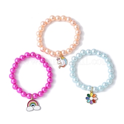 3 Stück Stretch-Armbänder aus ABS-Kunststoff in 3 Farben&nbsp;BJEW-JB11584