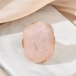 Bagues pour femmes en quartz rose naturel et alliage&nbsp;RJEW-G375-01G-01