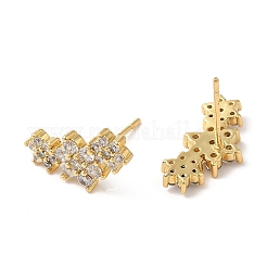 Aretes de latón con forma de corazón y circonita cúbica&nbsp;EJEW-D061-50G