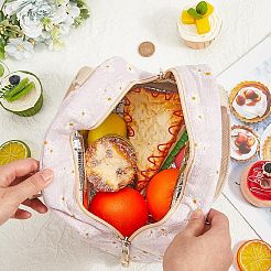 Lunchbeutel aus Baumwollfolie mit Blumendruck&nbsp;AJEW-WH20001-92