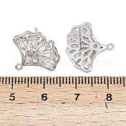 Ginkgoblatt Messing Micro Pave klare Zirkonia Ohrstecker&nbsp;KK-F921-07P
