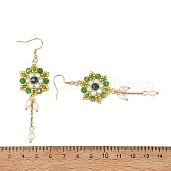 Boucles d'oreilles pendantes en acier inoxydable 304 avec perles de verre&nbsp;EJEW-MZ00808-01