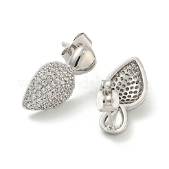 Tropfenförmige Ohrstecker aus Messing mit Pavé-Verzierung und Zirkonia für Damen&nbsp;EJEW-N054-43P