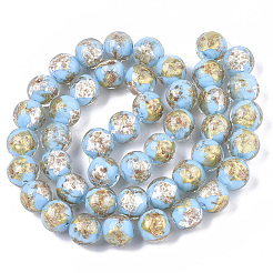 Hebras hechas a mano de oro arena lampwork cuentas&nbsp;X1-FOIL-T003-01C