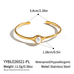 Bracelets manchettes ovales en acier inoxydable 304 et perles d'imitation pour femmes&nbsp;KB1970-1