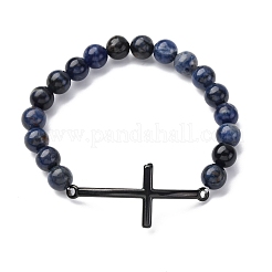 Braccialetti elastici rotondi in perline di sodalite naturale&nbsp;BJEW-F493-08EB-02