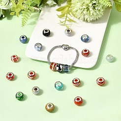 Gemischte handgefertigten Murano Goldsand Europäischen großes Loch Rondelle Korn&nbsp;LPDL-M013-M