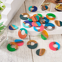 24 pièces 12 styles de pendentifs en résine et bois de noyer&nbsp;WOOD-TA0001-78