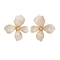 Flor aretes de esmalte de latón&nbsp;EJEW-P308-02G-B
