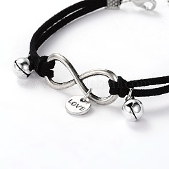 Pelle cavo di collegamento in ottone infinito bracciali&nbsp;BJEW-JB01952-01