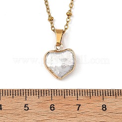 Collana da donna con ciondolo a cuore in perla keshi naturale barocca e catena a satellite in acciaio inossidabile 304.&nbsp;NJEW-JN06238