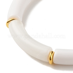 Bracciale elasticizzato con perline in tubo curvo in acrilico bicolore&nbsp;BJEW-JB07971-01