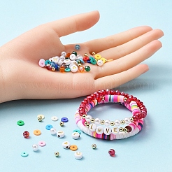 Kit per la creazione di bracciali fai da te sfaccettati e lettere e perline heishi&nbsp;DIY-YW0005-22