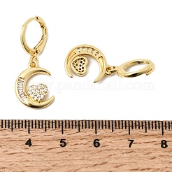 Mondförmige Ohrringe aus Messing mit Mikropavé-Fassung aus klaren Zirkonia&nbsp;EJEW-Z162-01G