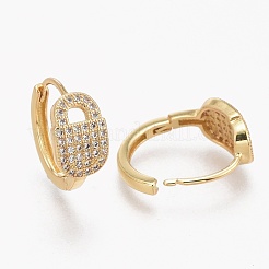 Orecchini a cerchio huggie in zirconi cubici trasparenti micro pavè&nbsp;EJEW-L231-43G
