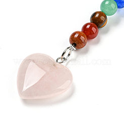 Porte-clés pendentif coeur en quartz rose naturel&nbsp;G-Z033-05P-02