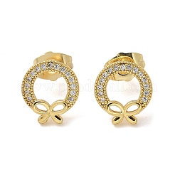 Latón micro pave aretes de circonita cúbica transparente&nbsp;EJEW-D305-17G