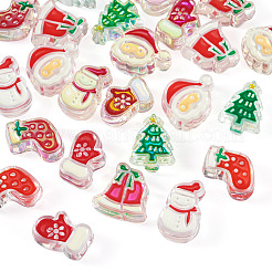 24 Stück 12 Stile Weihnachtsdekorationen Thema undurchsichtige Acrylperlen mit Emaille&nbsp;OACR-TA0004-54