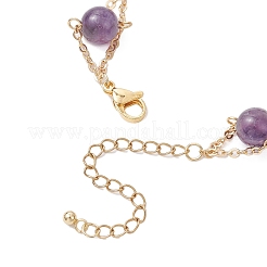 Braccialetti a maglie con perline rotonde di ametista naturale per donna&nbsp;BJEW-JB12149-02