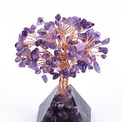 Améthystes naturelles et décorations sur piédestal de pierres précieuses&nbsp;G-S282-08