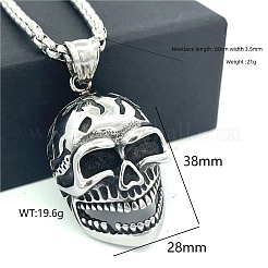 Halsketten mit Totenkopfanhänger aus Edelstahl 304 im Hip-Hop-Stil für Herren&nbsp;CH7437