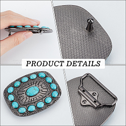1 boucle rectangulaire en alliage et turquoise synthétique&nbsp;FIND-CL0002-38B