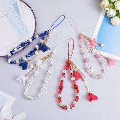 Strass in argilla polimerica e cinturino mobile a catena con perline di vetro&nbsp;HJEW-SW00021-03